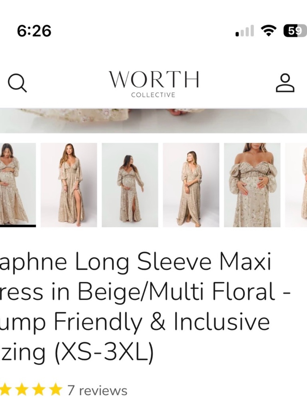 Boho Floral Maxi Dress in Olive with Puff Sleeves - Picture 5 of 5